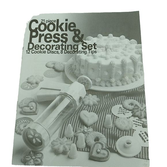 Sunbeam Cookie Press 21 Pcs Decorating Set 12 Cookie Discs New Open Box - Picture 6 of 9